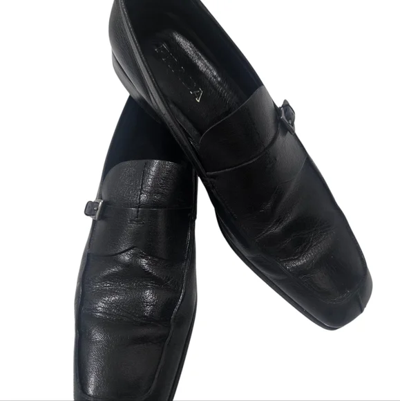 PRADA Men Black Soft Slip-on Single Strap Penny Loafers Designer Shoes Sz 10 - Picture 1 of 7